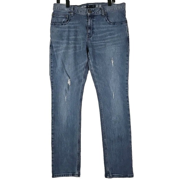 International Concepts~Men's 33×30~ Light Blue Denim Destructed Skinny Fit Jeans - Picture 4 of 9